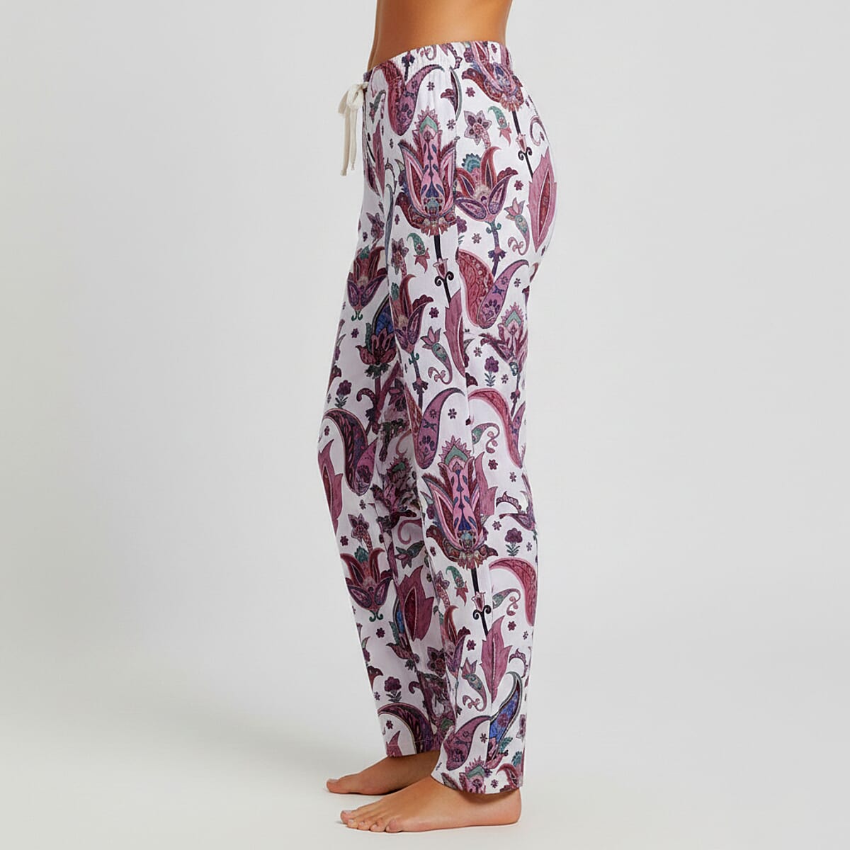 La Marey Pink and Floral Paisley Print Set of 2 Pajama Pant- One Size Fits Most image number 2