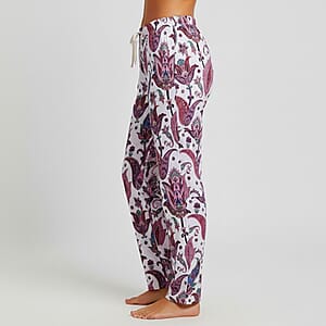 La Marey Pink and Floral Paisley Print Set of 2 Pajama Pant- One Size Fits Most