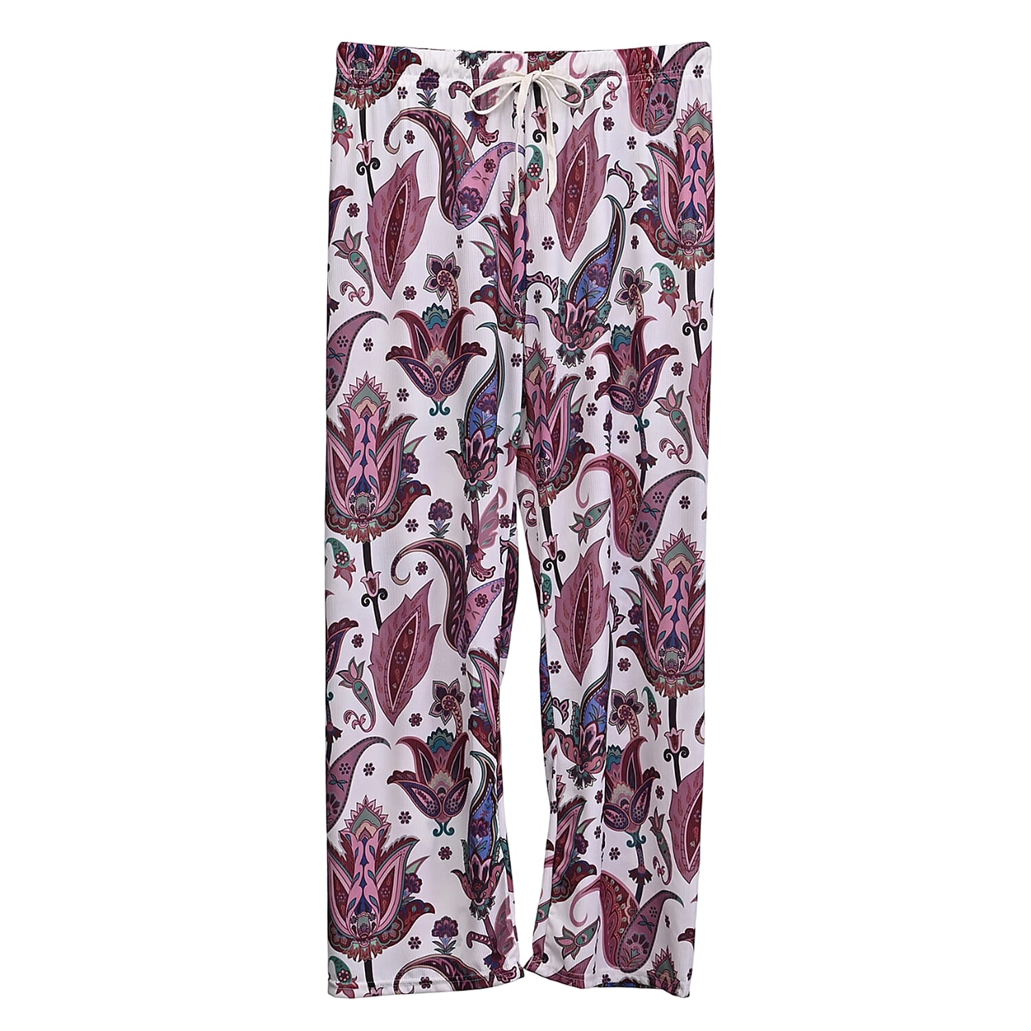 La Marey Pink and Floral Paisley Print Set of 2 Pajama Pant- One Size Fits Most