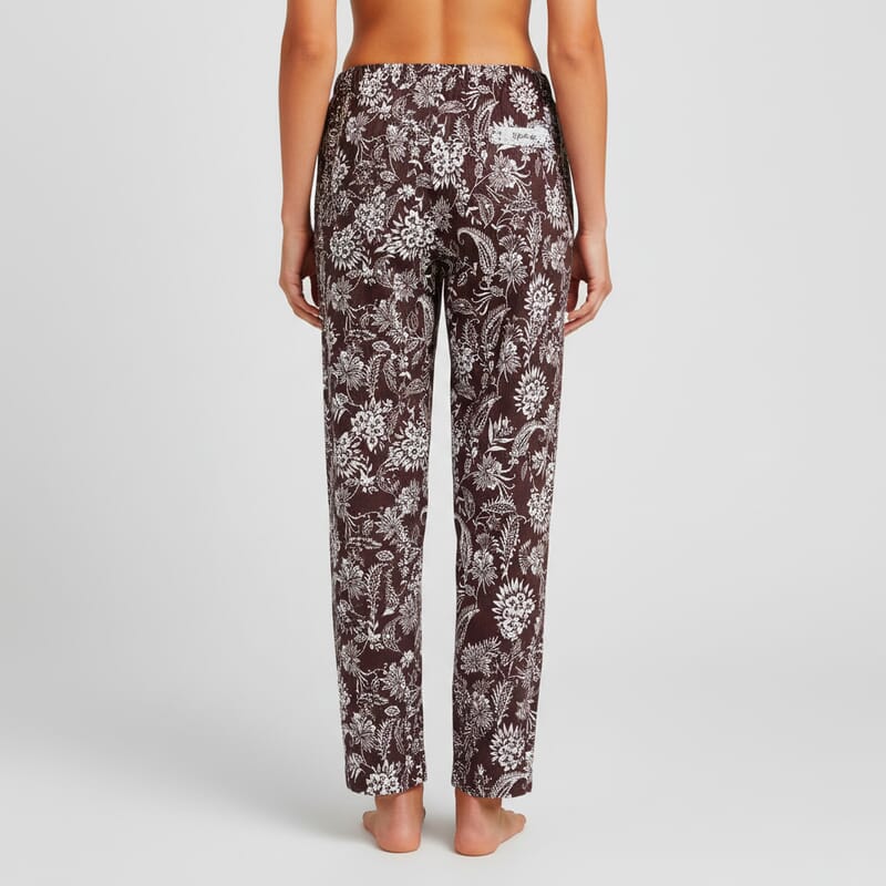 La Marey White and Brown Floral Print Set of 2 Pajama Pant - One Size Fits Most