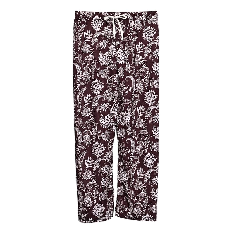 La Marey White and Brown Floral Print Set of 2 Pajama Pant - One Size Fits Most