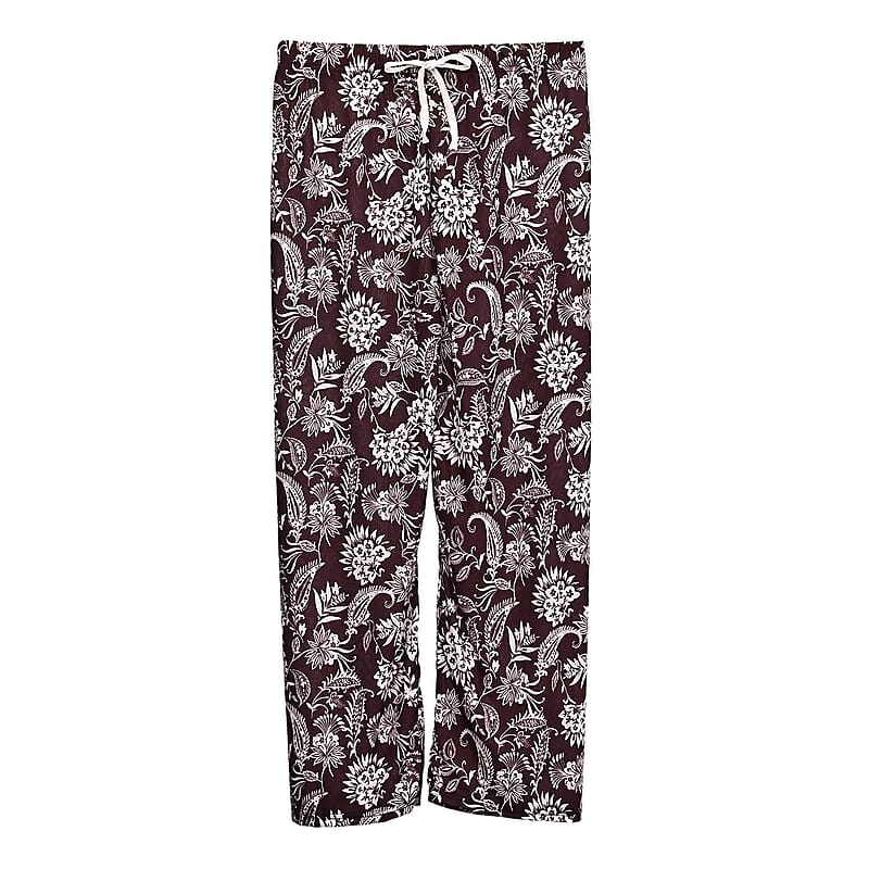 La Marey White and Brown Floral Print Set of 2 Pajama Pant - One Size Fits Most