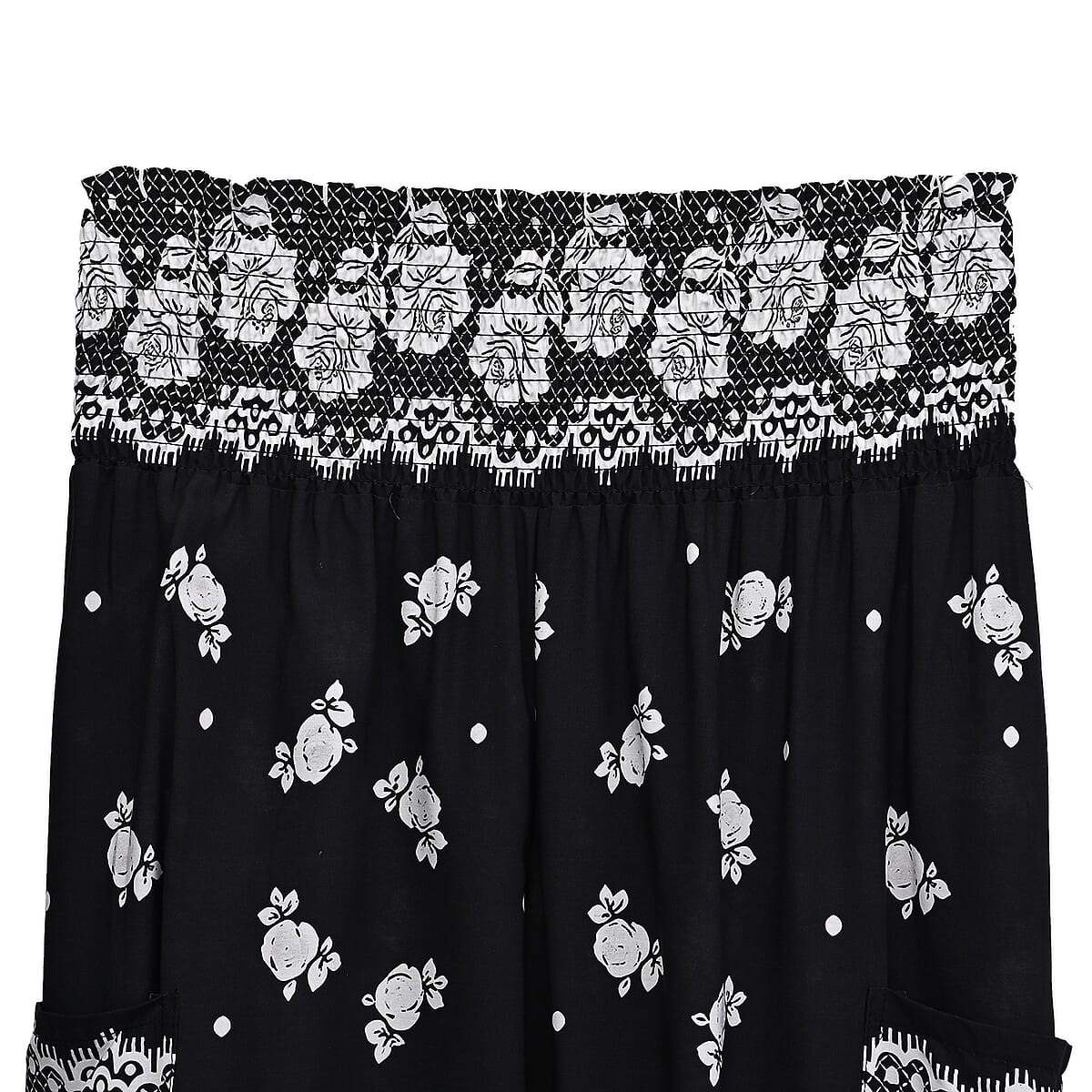 La Marey Black Floral Harem Pant with 2 Pockets - One Size Fits Most image number 2