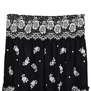 La Marey Black Floral Harem Pant with 2 Pockets - One Size Fits Most