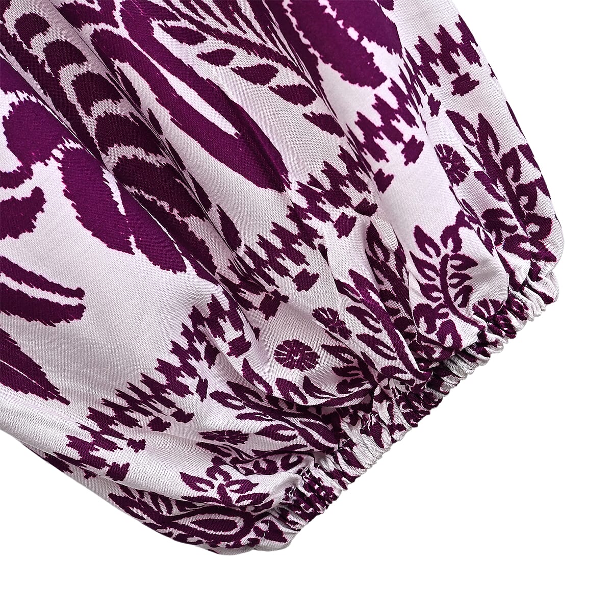 La Marey Purple White Floral Harem Pant with 2 Pockets - One Size Fits Most image number 3