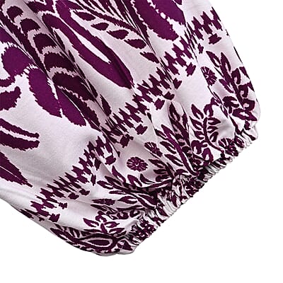 La Marey Purple White Floral Harem Pants with 2 Pockets - One Size Fits Most