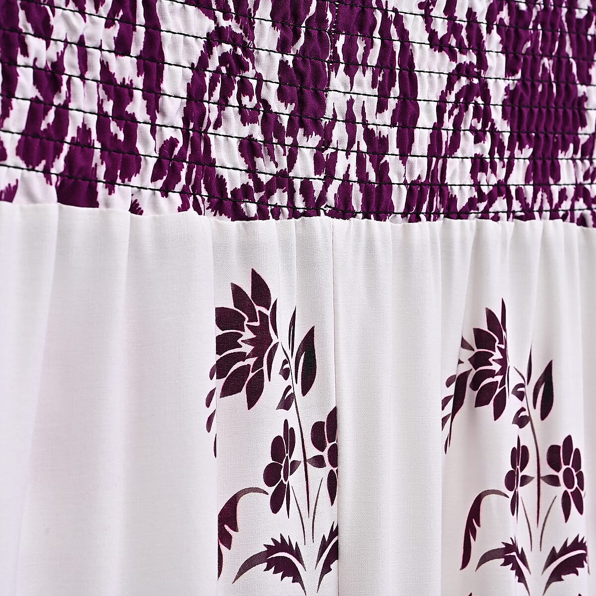 La Marey Purple White Floral Harem Pant with 2 Pockets - One Size Fits Most image number 5
