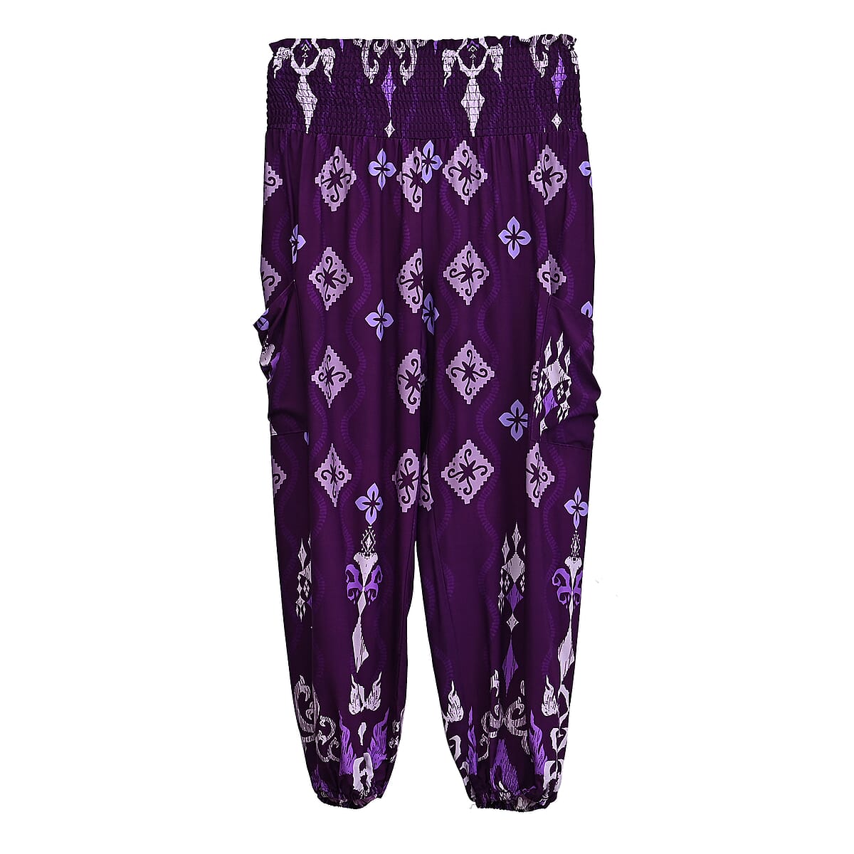 La Marey Purple Floral Harem Pant with 2 Pockets - One Size Fits Most image number 1