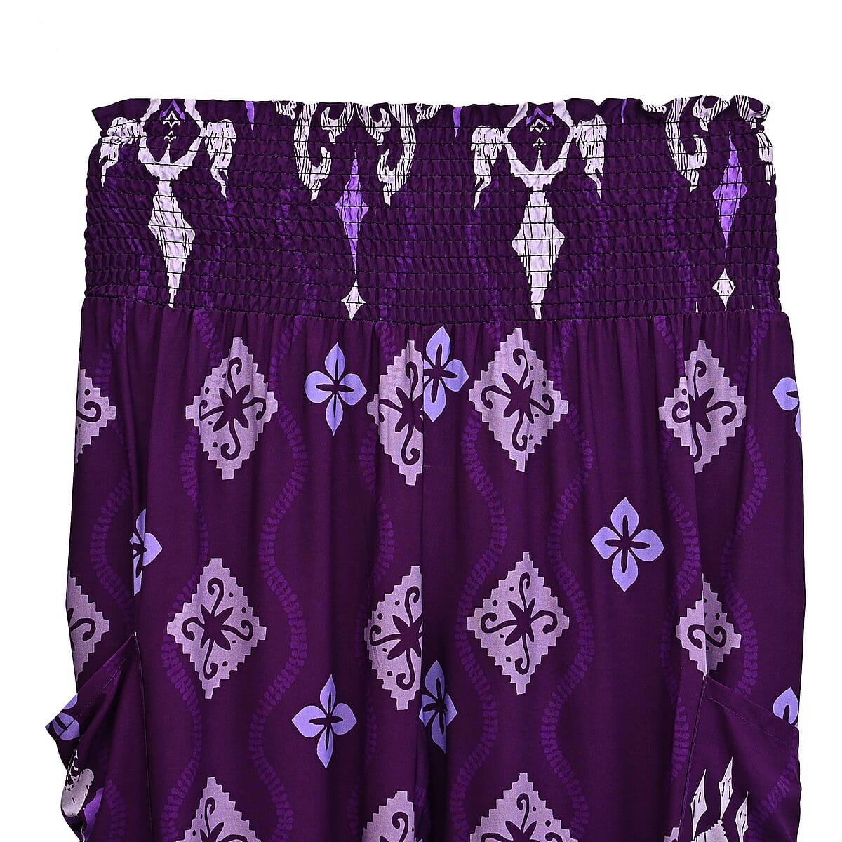 La Marey Purple Floral Harem Pant with 2 Pockets - One Size Fits Most image number 2