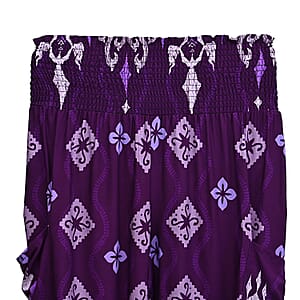 La Marey Purple Floral Harem Pant with 2 Pockets - One Size Fits Most