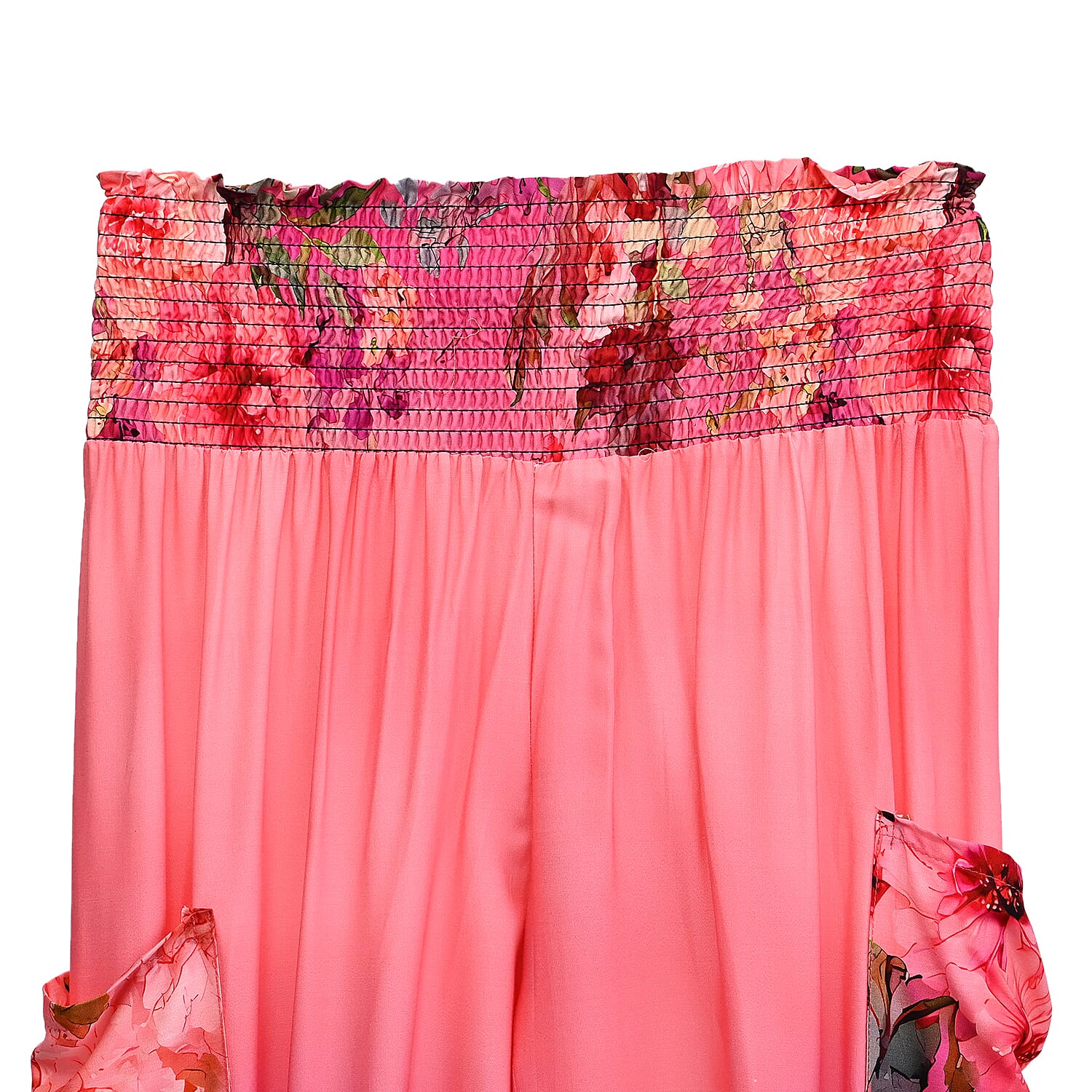 La Marey Pink Floral Harem Pant with 2 Pockets - One Size Fits Most