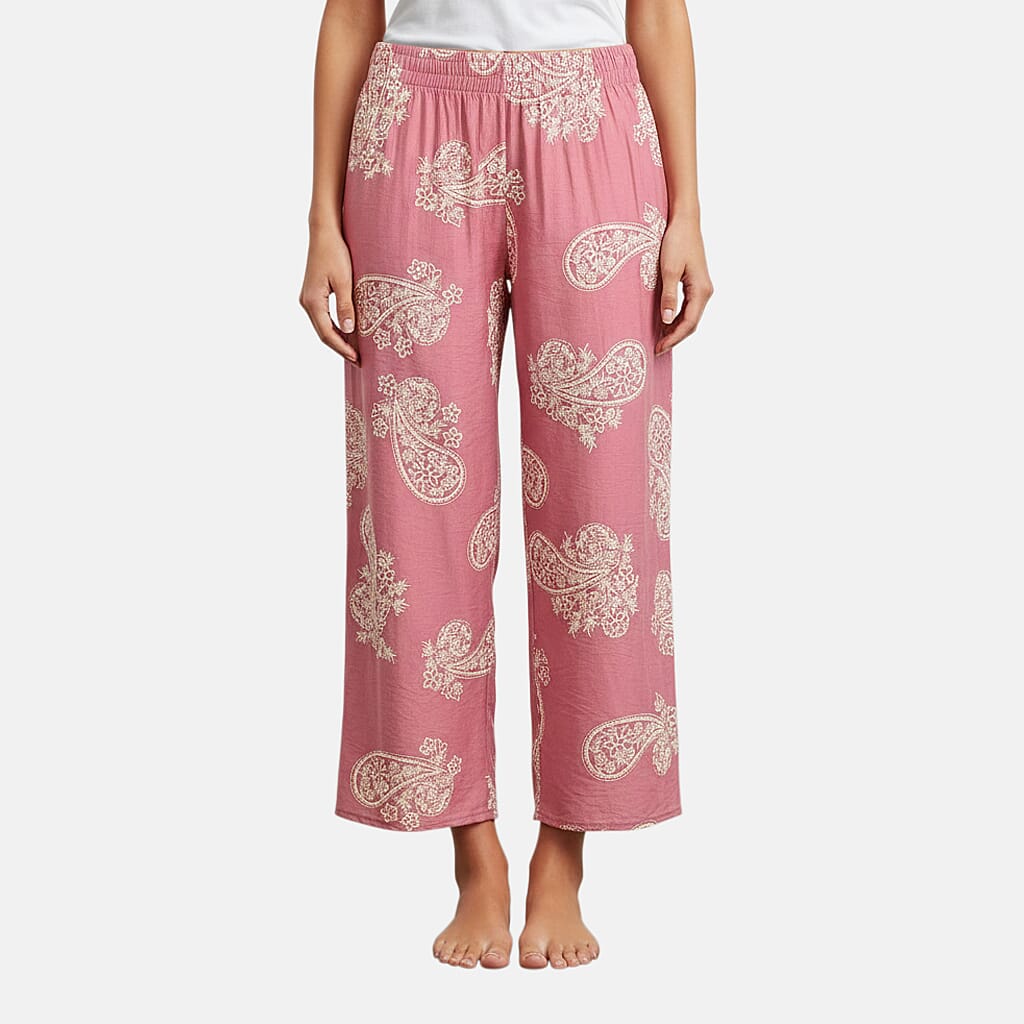 La Marey Pink Shade Comfortable Wide Leg Printed Pajama Pants - One Size Fits Most