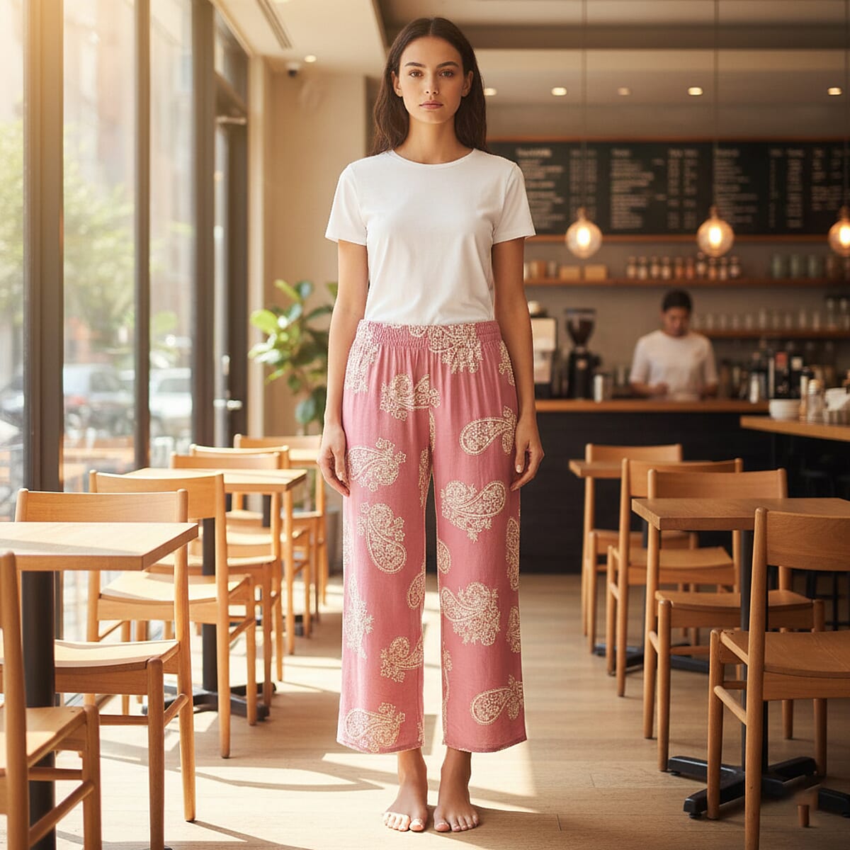 La Marey Pink Shade Comfortable Wide Leg Printed Pajama Pant - One Size Fits Most image number 1