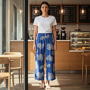 La Marey Blue Shade Relaxed Wide Leg Printed Pajama Pant - One Size Fits Most