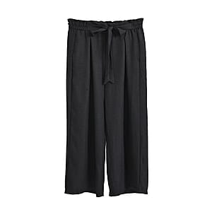 La Marey Black Smocked Waist Crop Pants - One Size Fits Most