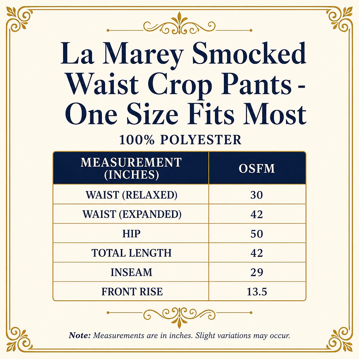 La Marey Black Smocked Waist Crop Pants - One Size Fits Most