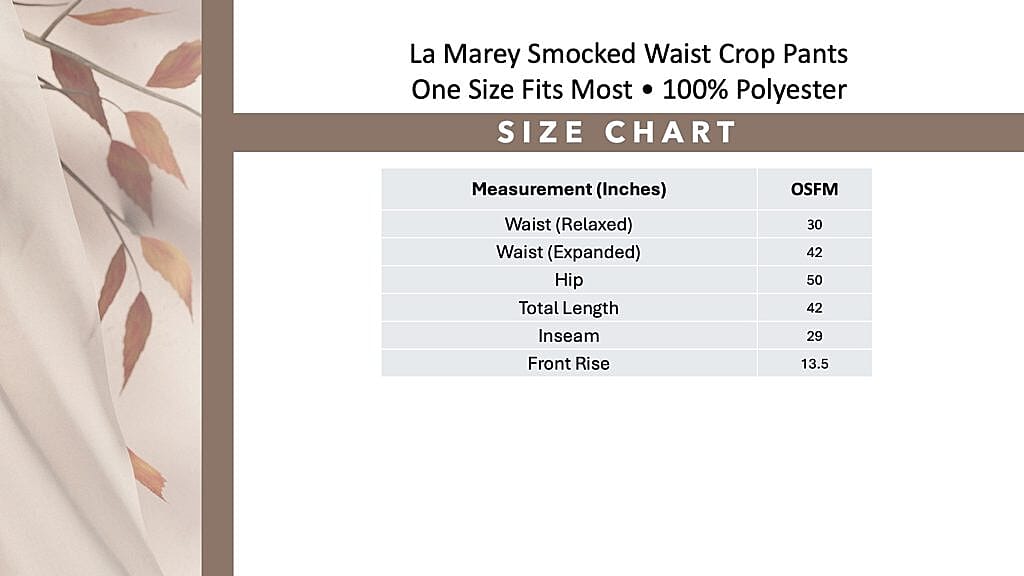 La Marey Black Smocked Waist Crop Pants - One Size Fits Most