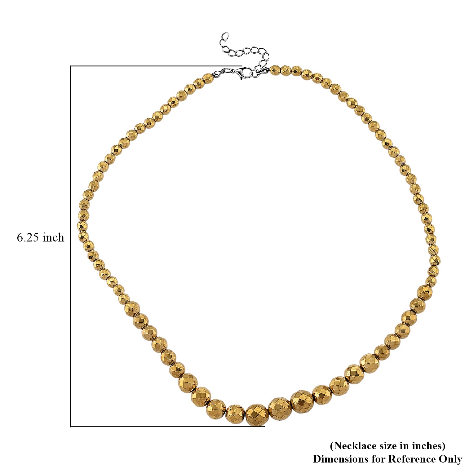 Yellow Gold Color Hematite Beaded Necklace in Silvertone 560.00 ctw  (21-23 Inches)