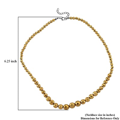 Yellow Gold Color Hematite Beaded Necklace in Silvertone 560.00 ctw  (21-23 Inches)
