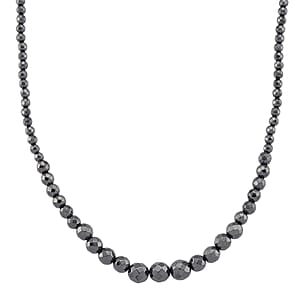 Blue Color Hematite 560.00 ctw Beaded Necklace in Silvertone 20.5-22.5 Inches
