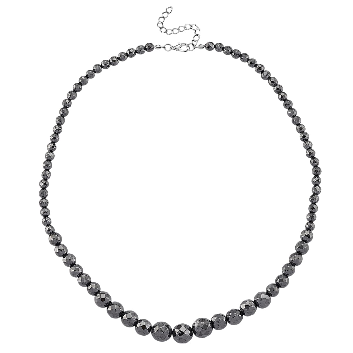Blue Color Hematite 560.00 ctw Beaded Necklace in Silvertone 20.5-22.5 Inches image number 3