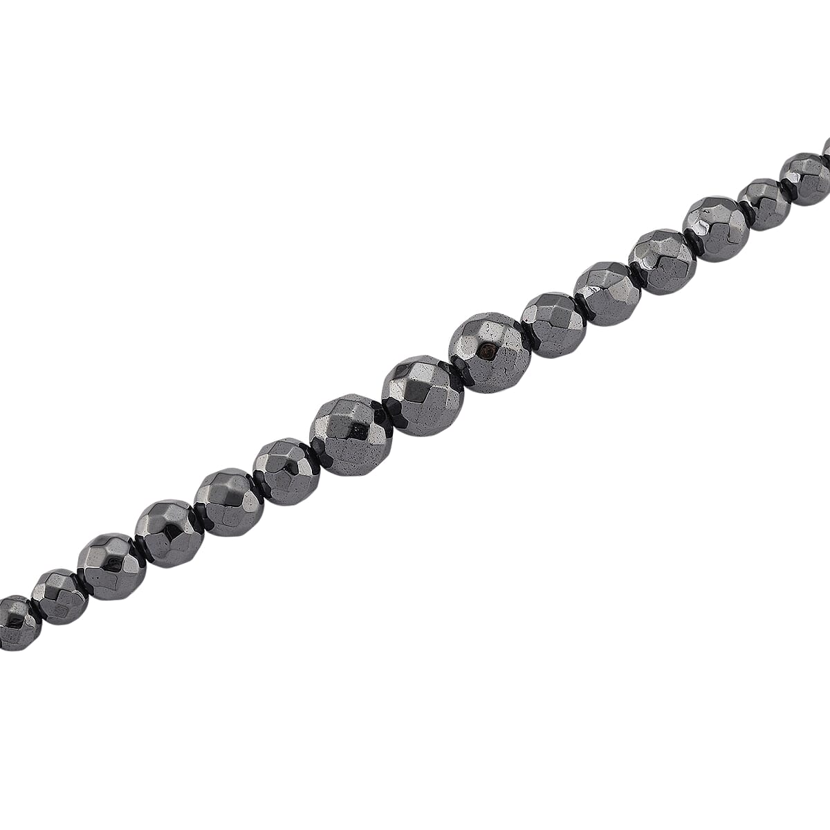 Blue Color Hematite 560.00 ctw Beaded Necklace in Silvertone 20.5-22.5 Inches image number 4
