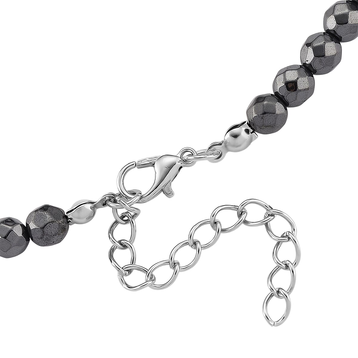 Blue Color Hematite 560.00 ctw Beaded Necklace in Silvertone 20.5-22.5 Inches image number 5