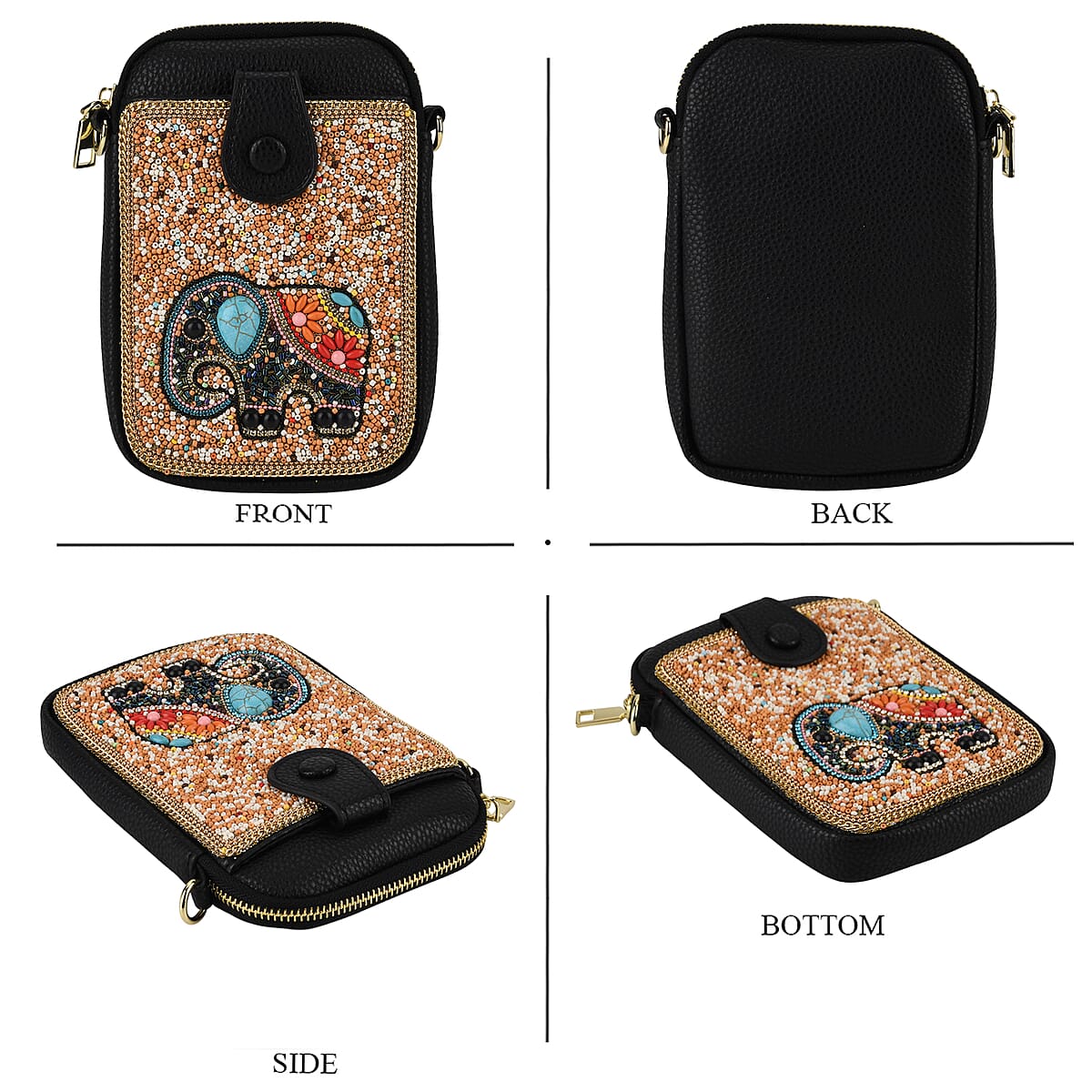 La Marey Golden Faux Leather Turquoise Crossbody Phone Bag image number 1