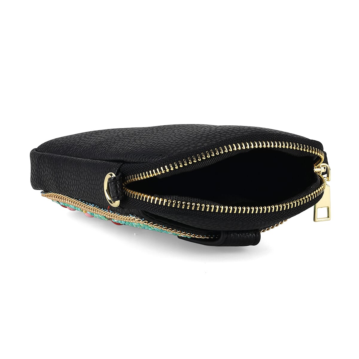 La Marey Aqua Turquoise Beaded Mandala Burst Faux Leather Shoulder Crossbody Bag image number 2