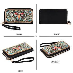 La Marey Multi Color Butterfly Faux Leather Turquoise Wallet