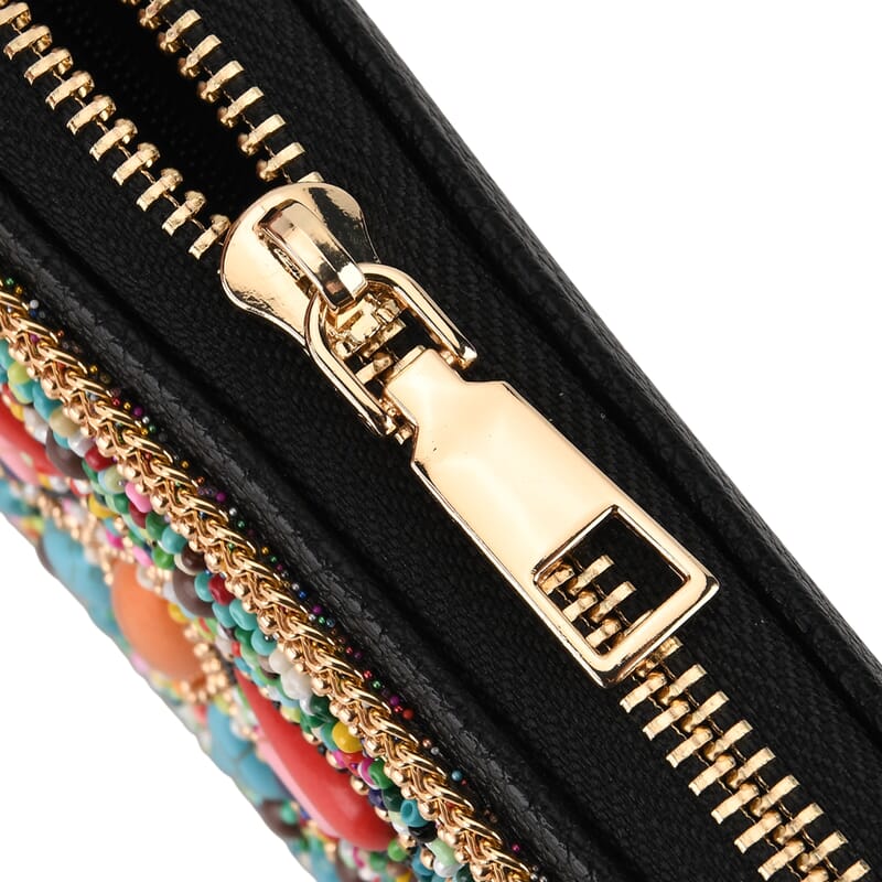 La Marey Bohemian Multi Color Beaded Butterfly Faux Leather Women's Wallet