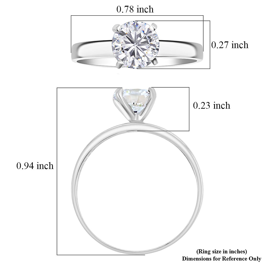 Simulated Diamond Ring in Sterling Silver 1.60 ctw (Size 10.0)