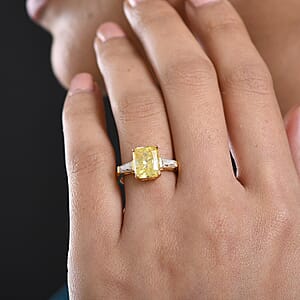 D'Joy Yellow and White Moissanite 3.80 ctw Eternal Prism Ring in 18K Vermeil Yellow Gold Over Sterling Silver (Size 7.0)