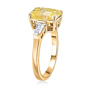 D'Joy Yellow and White Moissanite 3.80 ctw Eternal Prism Ring in 18K Vermeil Yellow Gold Over Sterling Silver (Size 8.0)