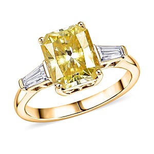 D'Joy Yellow and White Moissanite 3.80 ctw Eternal Prism Ring in 18K Vermeil Yellow Gold Over Sterling Silver (Size 9.0)