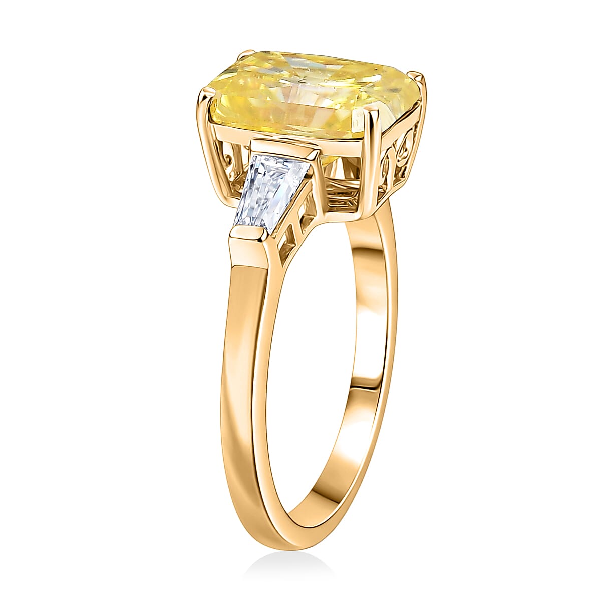 D'Joy Yellow and White Moissanite 3.80 ctw Eternal Prism Ring in 18K Vermeil Yellow Gold Over Sterling Silver (Size 9.0) image number 3