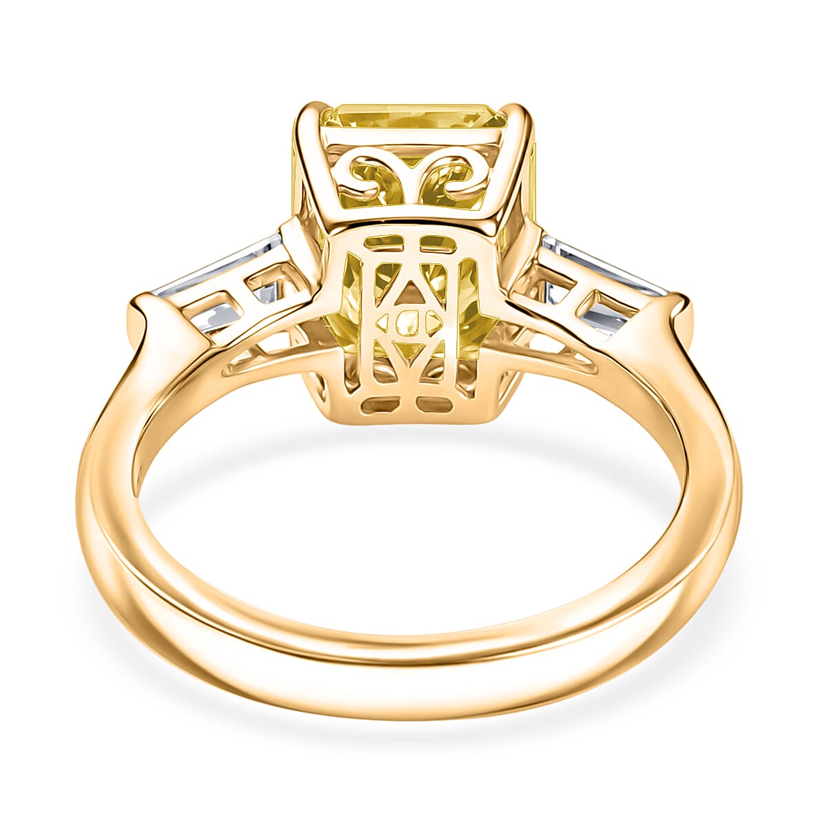 D'Joy Yellow and White Moissanite 3.80 ctw Eternal Prism Ring in 18K Vermeil Yellow Gold Over Sterling Silver (Size 9.0) image number 4