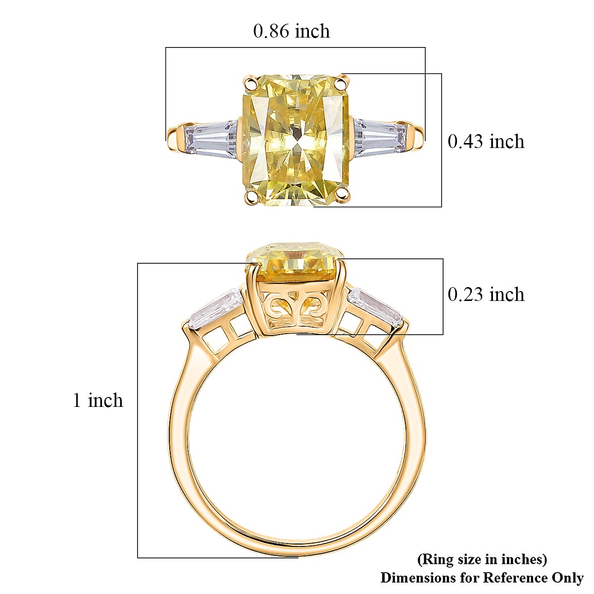 D'Joy Yellow and White Moissanite 3.80 ctw Eternal Prism Ring in 18K Vermeil Yellow Gold Over Sterling Silver (Size 9.0) image number 5