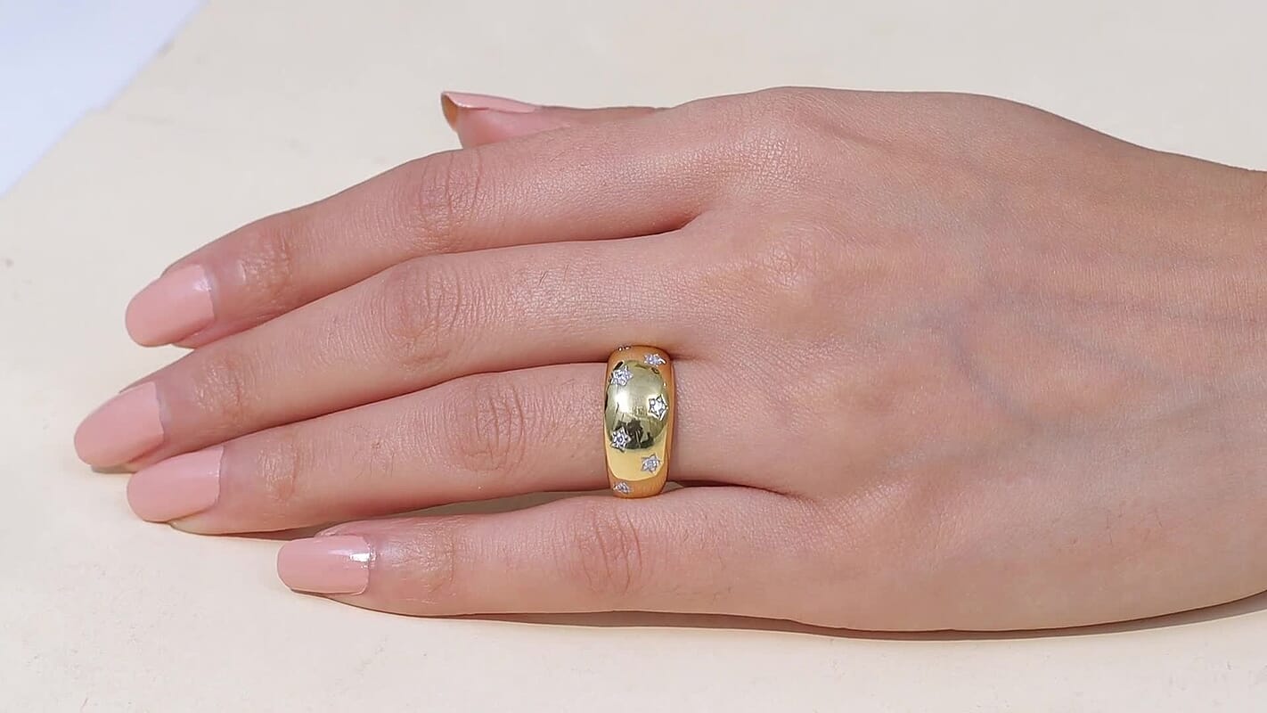 Luxuriant Lab Grown Diamond (G-H, SI) Ring in 18K Vermeil YG Over Sterling Silver (Size 5.0) 0.20 ctw