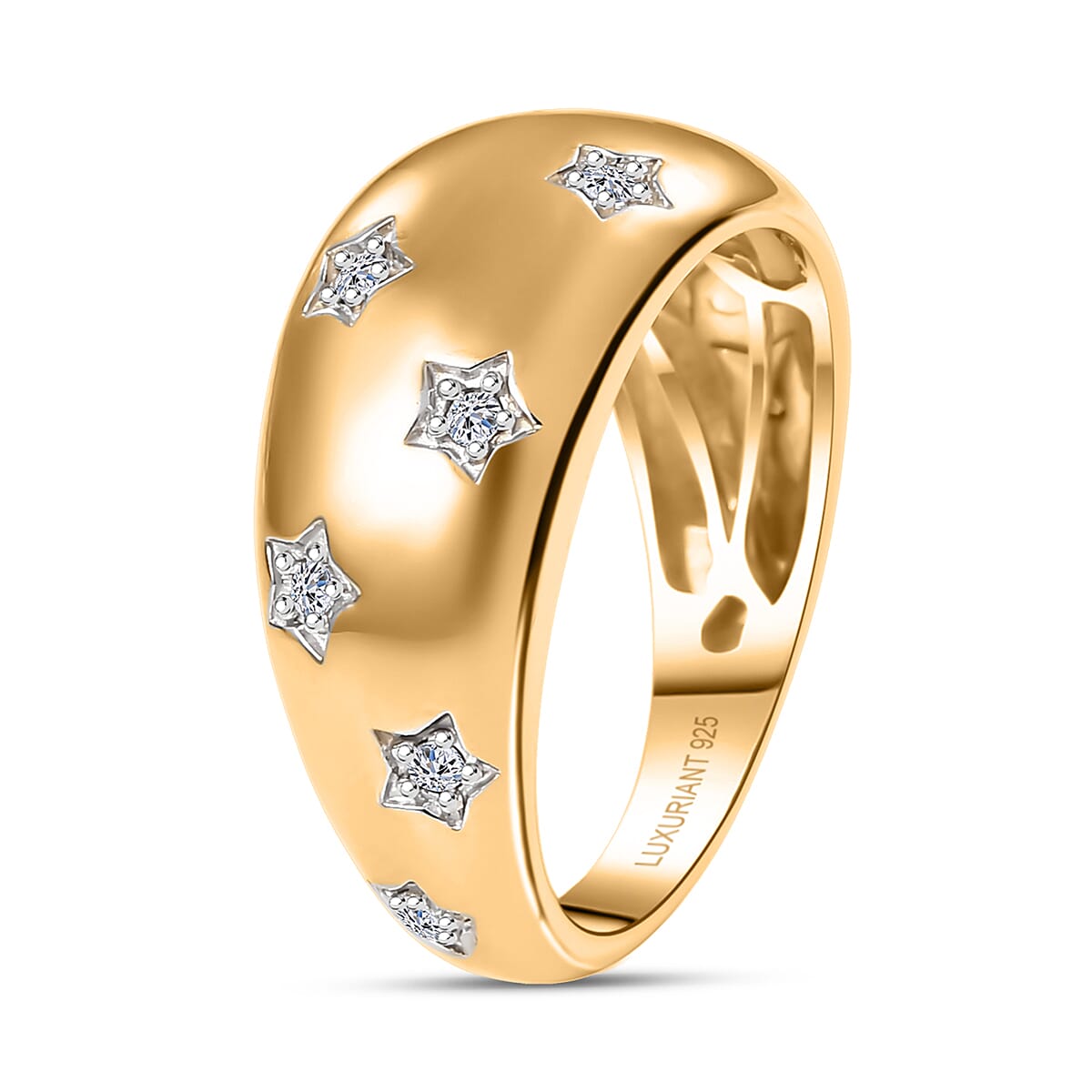 Luxuriant Lab Grown Diamond G-H SI 0.20 ctw Ring in 18K Vermeil Yellow Gold Over Sterling Silver (Size 5.0) image number 3