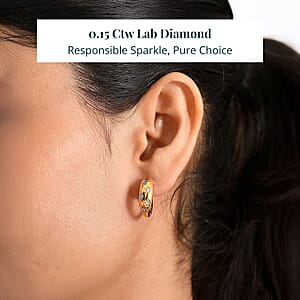 &nbsp;Luxuriant Lab Grown Diamond (G-H, SI) Hoop Earrings in 18K Vermeil YG Over Sterling Silver 0.15 ctw