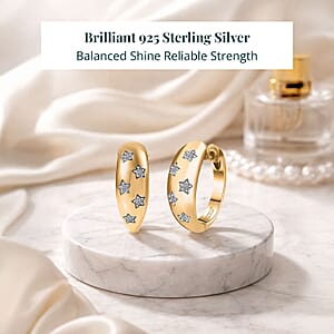 &nbsp;Luxuriant Lab Grown Diamond (G-H, SI) Hoop Earrings in 18K Vermeil YG Over Sterling Silver 0.15 ctw