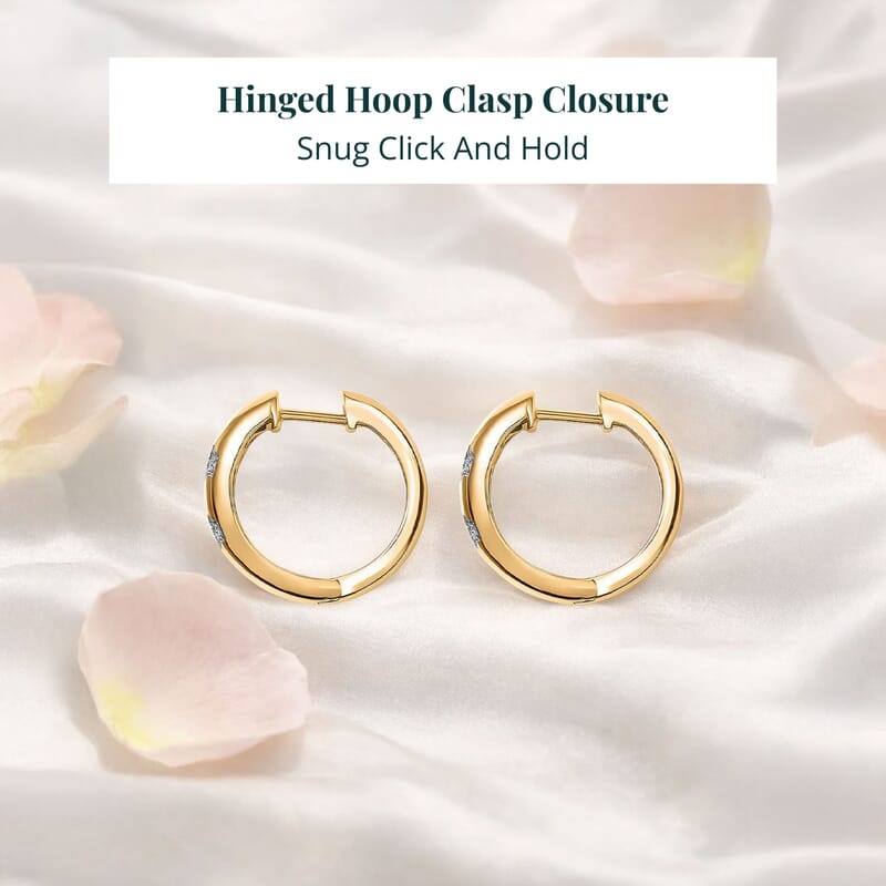  Luxuriant Lab Grown Diamond (G-H, SI) Hoop Earrings in 18K Vermeil YG Over Sterling Silver 0.15 ctw