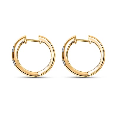  Luxuriant Lab Grown Diamond (G-H, SI) Hoop Earrings in 18K Vermeil YG Over Sterling Silver 0.15 ctw