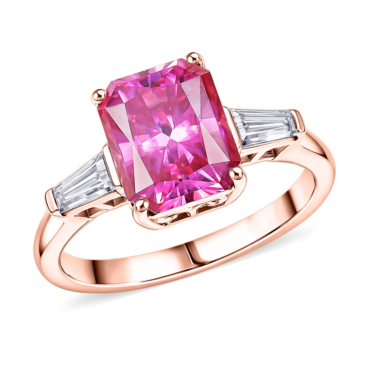 D'Joy Pink and White Moissanite 3.80 ctw Eternal Prism Ring in 18K Vermeil Yellow Gold Over Sterling Silver (Size 10.0) image number 0