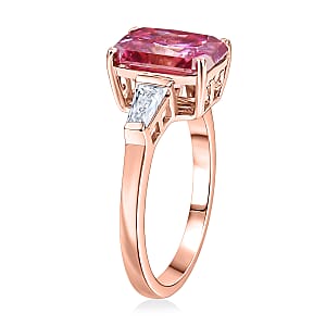 D'Joy Pink and White Moissanite 3.80 ctw Eternal Prism Ring in 18K Vermeil Yellow Gold Over Sterling Silver (Size 6.0)