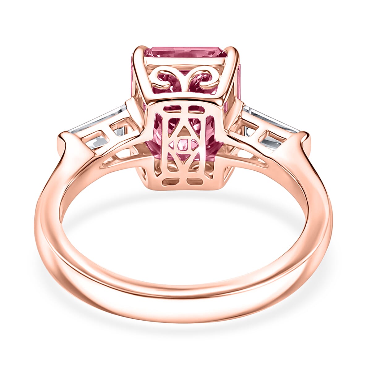 D'Joy Pink and White Moissanite 3.80 ctw Eternal Prism Ring in 18K Vermeil Yellow Gold Over Sterling Silver (Size 6.0) image number 4