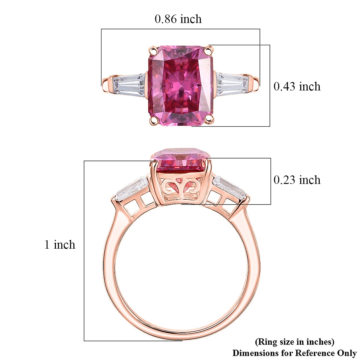 D'Joy Pink and White Moissanite 3.80 ctw Eternal Prism Ring in 18K Vermeil Yellow Gold Over Sterling Silver (Size 6.0) image number 5