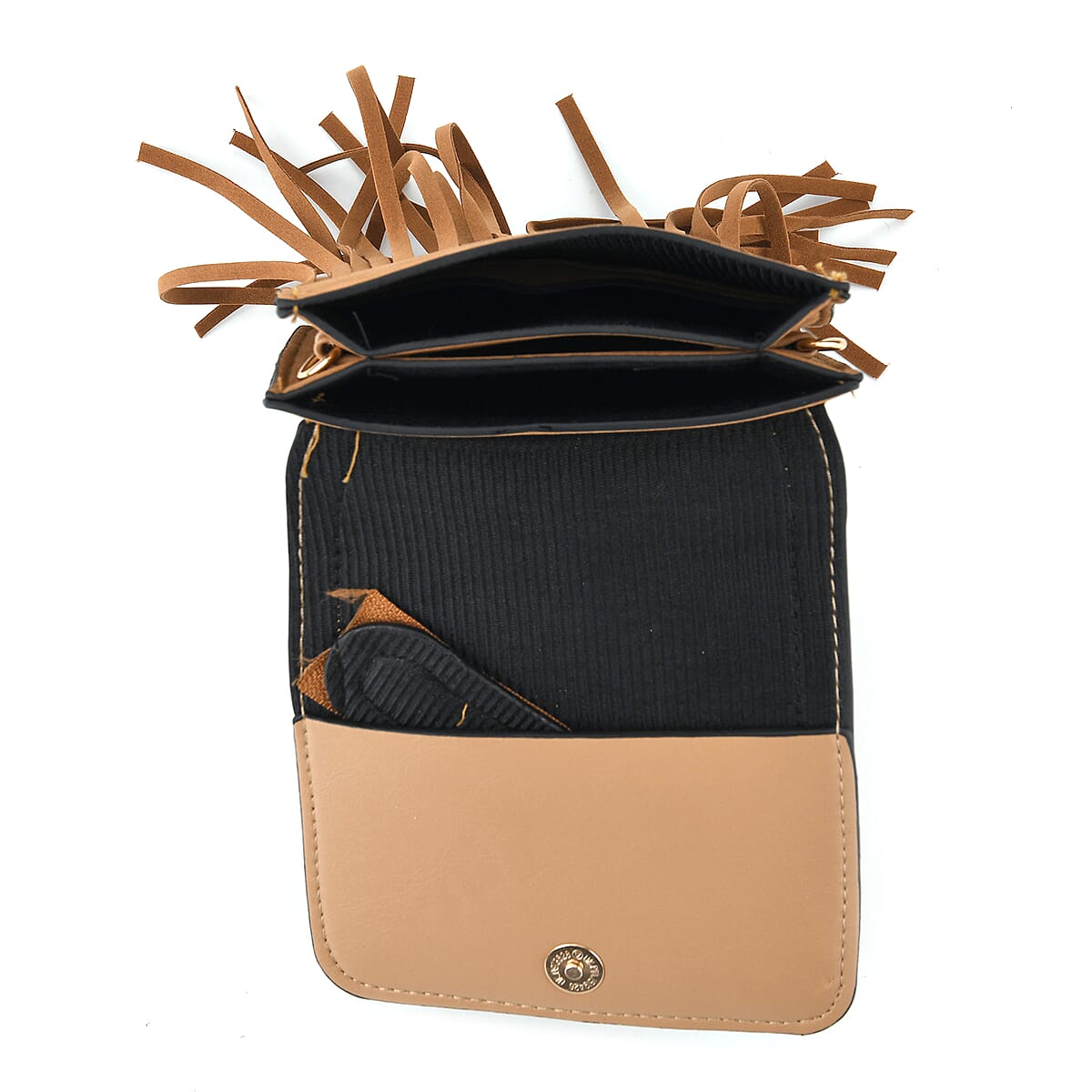 La Marey Khaki Faux Leather Tassel Crossbody Bag with 2 Shoulder Strap image number 5