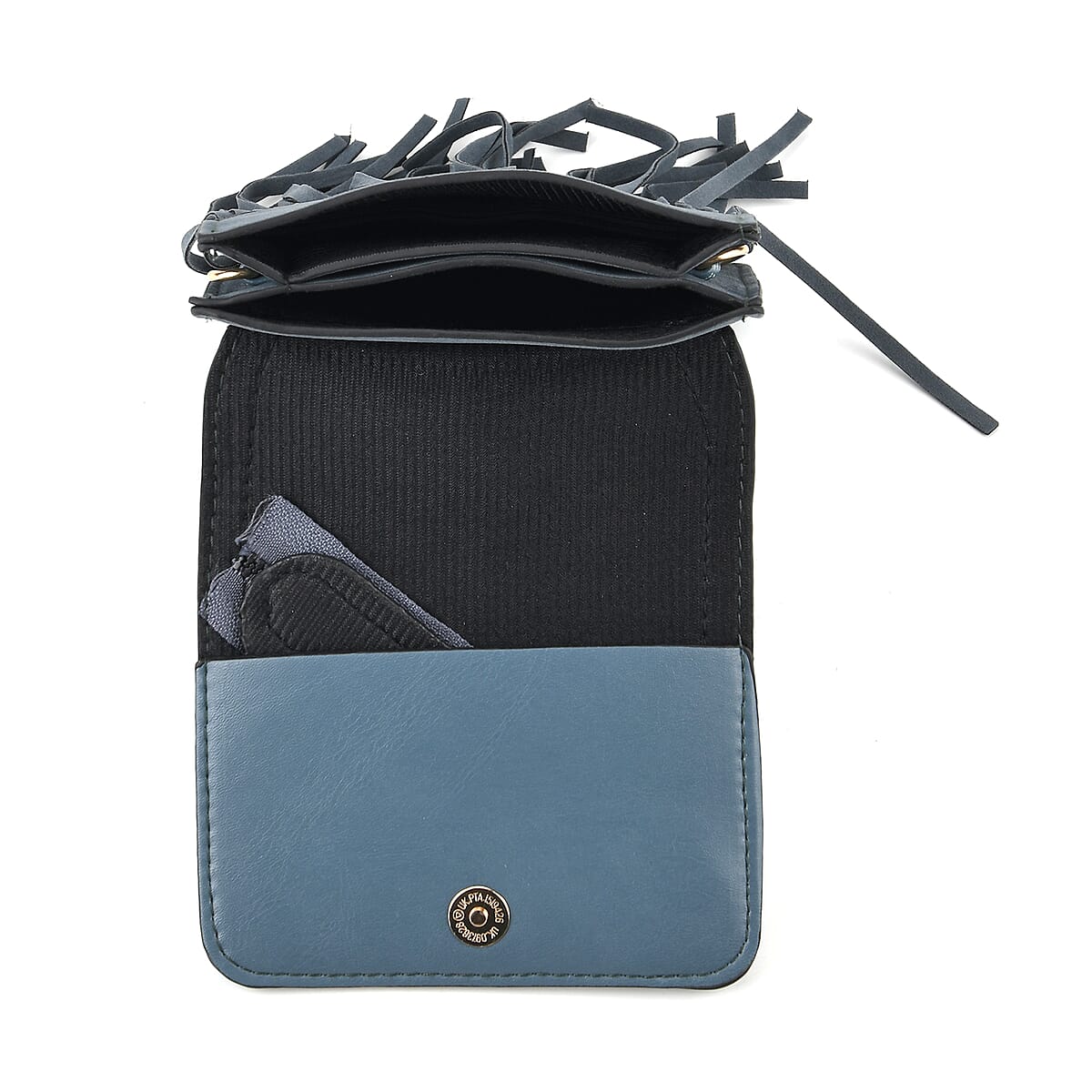 La Marey Dark Blue Faux Leather Tassel Crossbody Bag with 2 Shoulder Strap image number 5
